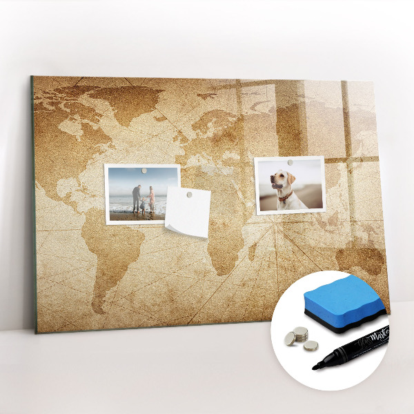 Magnetic dry erase board Vintage world map