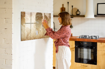 Magnetic board for writing Vintage world map