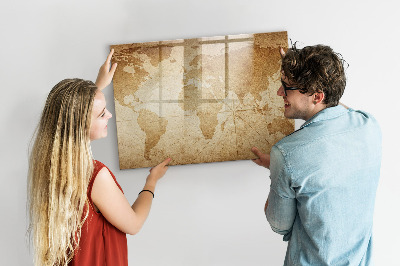 Magnetic dry erase board Vintage world map