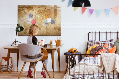 Magnetic dry erase board Vintage world map