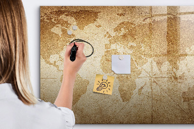 Magnetic dry erase board Vintage world map