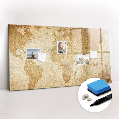Magnetic dry erase board Vintage world map