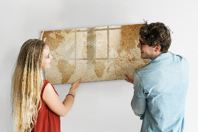 Magnetic dry erase board Vintage world map