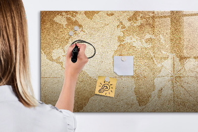 Magnetic dry erase board Vintage world map