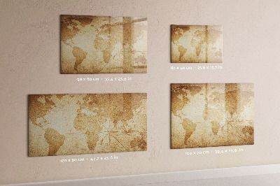 Magnetic board for writing Vintage world map