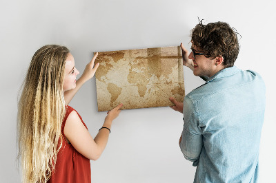 Magnetic board for writing Vintage world map