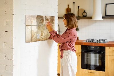 Magnetic board for writing Vintage world map