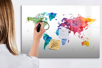 Magnetic dry erase board Watercolor world map