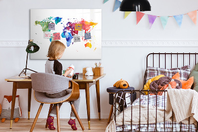 Magnetic dry erase board Watercolor world map