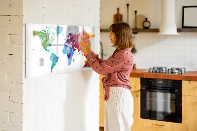 Magnetic dry erase board Watercolor world map