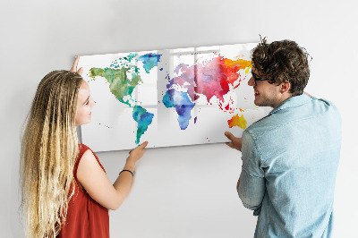 Magnetic dry erase board Watercolor world map