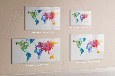 Magnetic dry erase board Watercolor world map