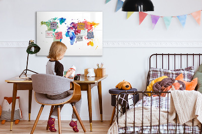 Magnetic dry erase board Watercolor world map