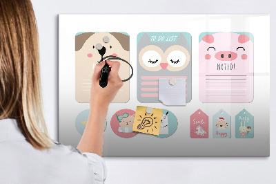Dry erase magnetic board Happy animals