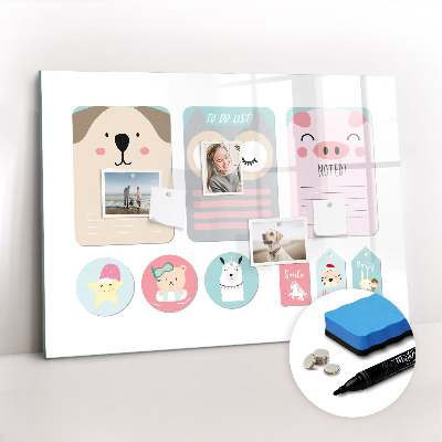 Dry erase magnetic board Happy animals