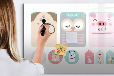 Dry erase magnetic board Happy animals