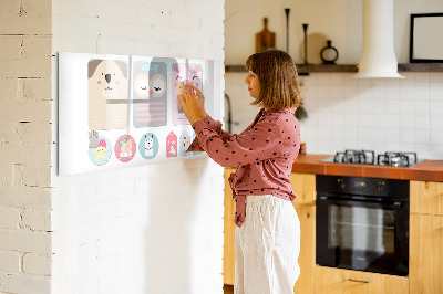Dry erase magnetic board Happy animals