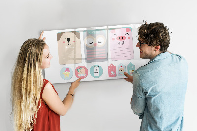 Dry erase magnetic board Happy animals