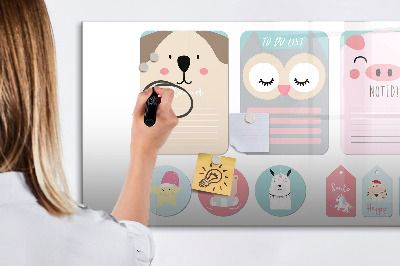 Dry erase magnetic board Happy animals