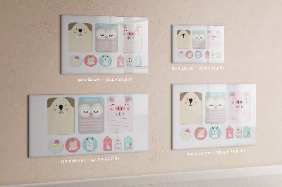 Dry erase magnetic board Happy animals