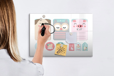 Dry erase magnetic board Happy animals