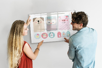 Dry erase magnetic board Happy animals
