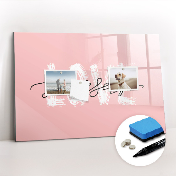 Magnetic dry erase board Love yourself lettering