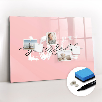 Magnetic dry erase board Love yourself lettering