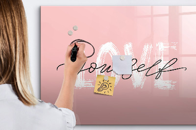 Magnetic dry erase board Love yourself lettering