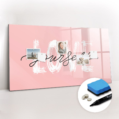 Magnetic dry erase board Love yourself lettering