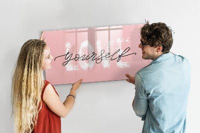 Magnetic writing board Love yourself lettering