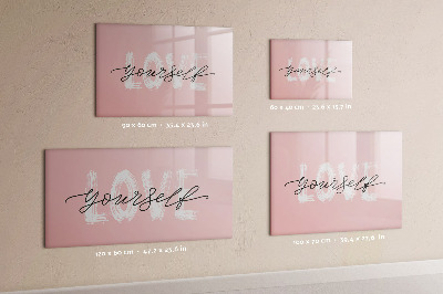 Magnetic dry erase board Love yourself lettering