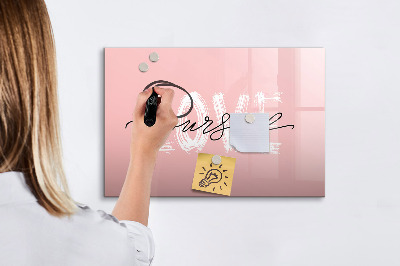 Magnetic dry erase board Love yourself lettering