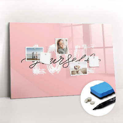 Magnetic dry erase board Love yourself lettering
