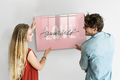 Magnetic dry erase board Love yourself lettering