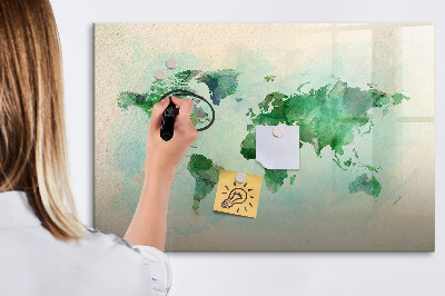 Magnetic dry erase board Watercolor world map