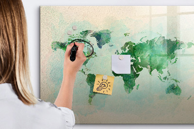 Magnetic dry erase board Watercolor world map