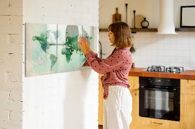 Magnetic dry erase board Watercolor world map
