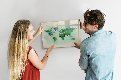 Magnetic dry erase board Watercolor world map