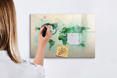 Magnetic dry erase board Watercolor world map
