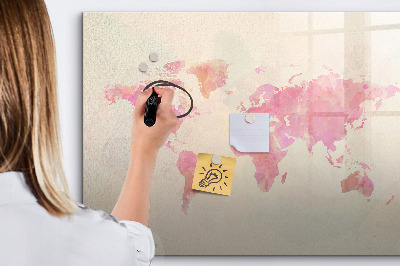 Dry erase magnetic board Watercolor world map
