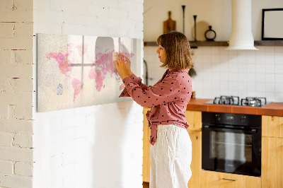 Dry erase magnetic board Watercolor world map