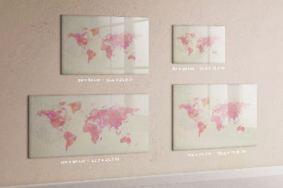 Dry erase magnetic board Watercolor world map