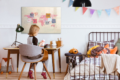 Dry erase magnetic board Watercolor world map