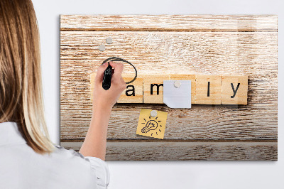 Magnetic dry erase board Family lettering