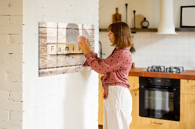 Magnetic dry erase board Family lettering
