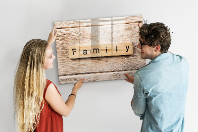 Magnetic dry erase board Family lettering