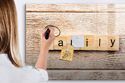 Magnetic dry erase board Family lettering
