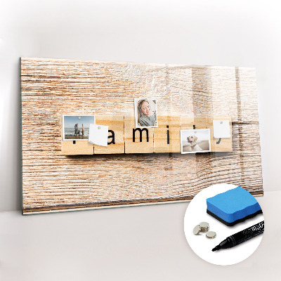 Magnetic dry erase board Family lettering
