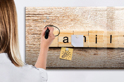 Magnetic dry erase board Family lettering